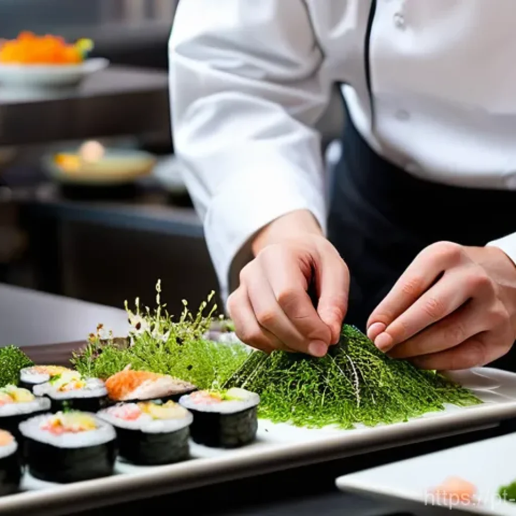 일식조리사로서 요리대회 준비법 - **Prompt: "A high-stakes culinary competition scene. A male chef, in his mid-30s, wearing a pristine...